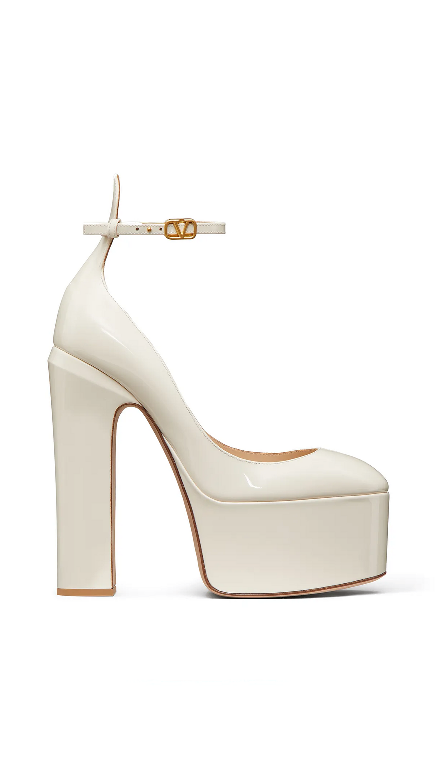 Tan-go Platform Pump in Patent Leather 155mm - Light Ivory