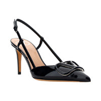 Vlogo Signature Patent Leather Slingback Pump 80MM - Black