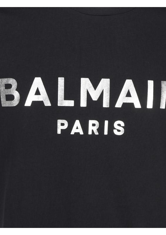 Cotton T-shirt With Paris Logo Print - Black / Silver