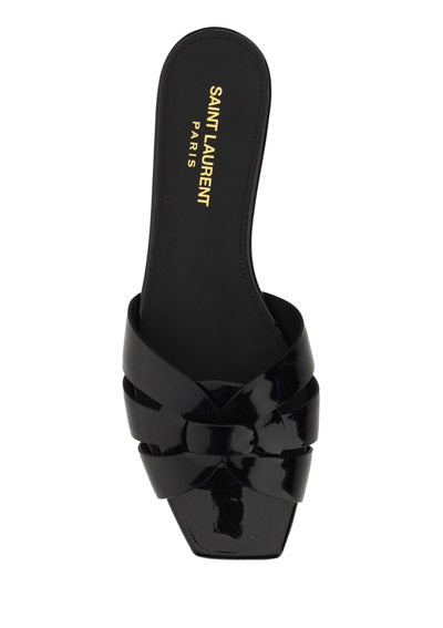 Tribute Flat Mules In Patent Leather - Black