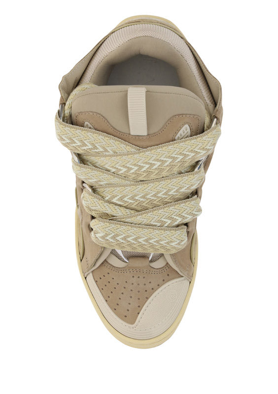 Leather Curb Sneakers - Ecru