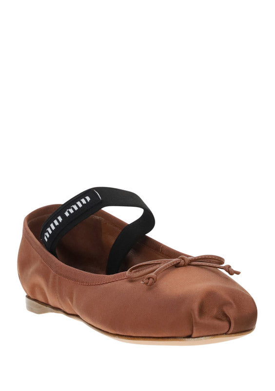Satin Ballerinas - Cocoa Brown
