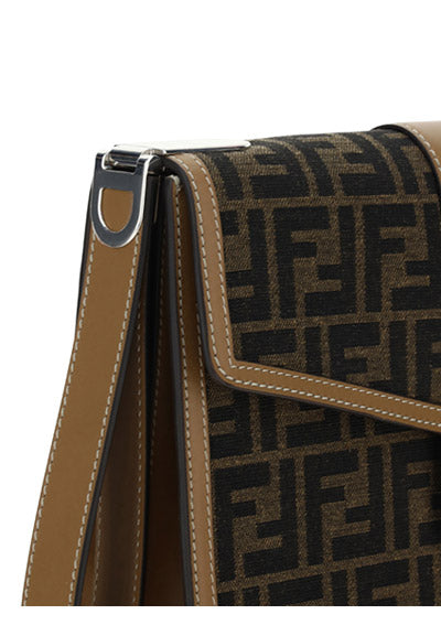 FF Fabric Clutch - Brown