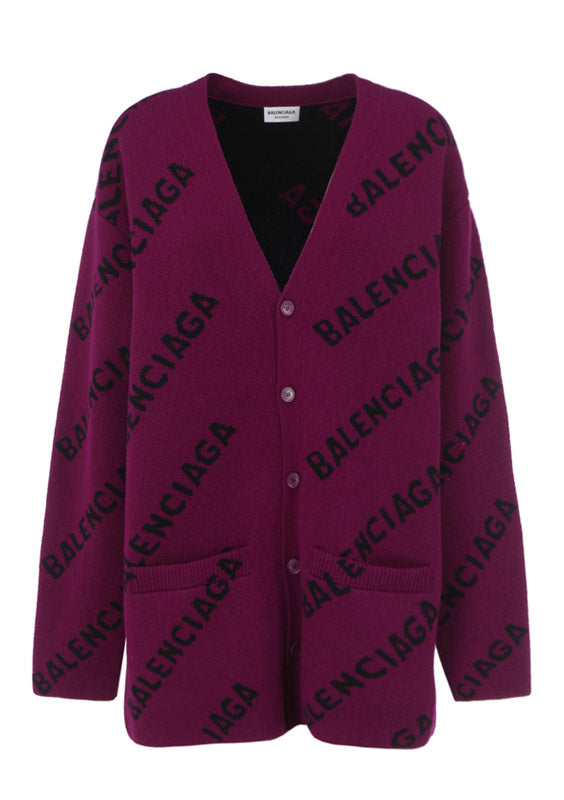 Allover Logo Cardigan - Purple