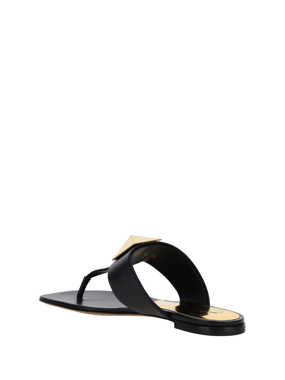 One Stud Calfskin Flat Thong Sandal - Black