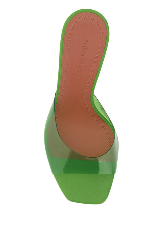 Lupita Glass 70mm PVC Mules - Green