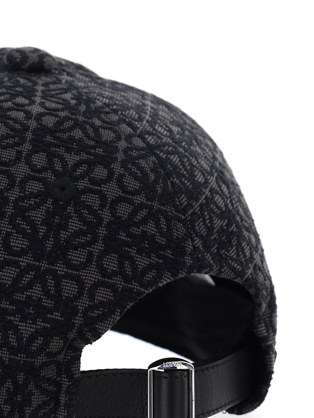 Anagram Cap In Jacquard and Calfskin - Anthracite / Black