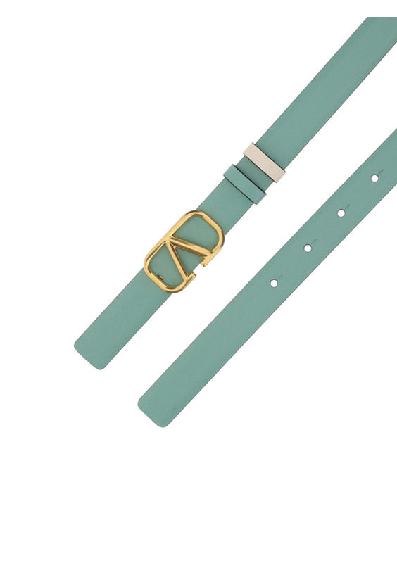 Reversible Vlogo Signature Belt In Shiny And Metallic Calfskin 20MM - White / Mint