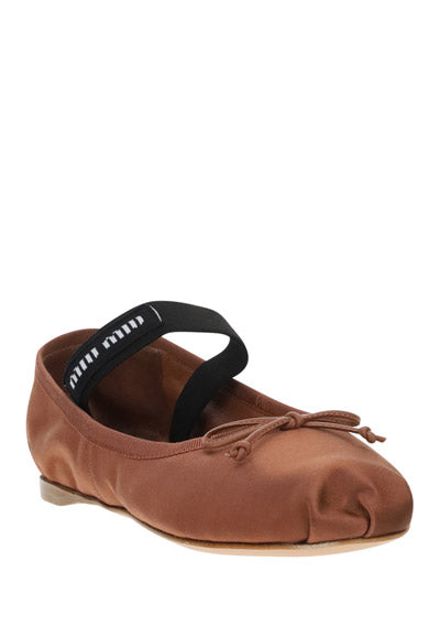 Satin Ballerinas - Cocoa Brown