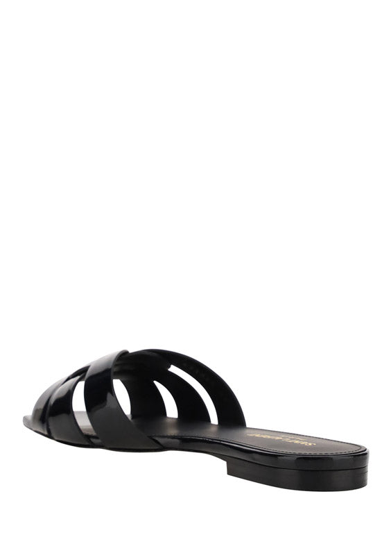 Tribute Flat Mules In Patent Leather - Black