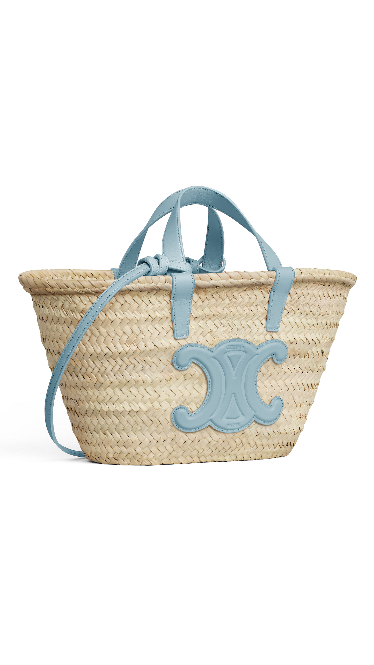 Teen Triomphe Classic Panier in Palm Leaves and Calfskin - California Blue
