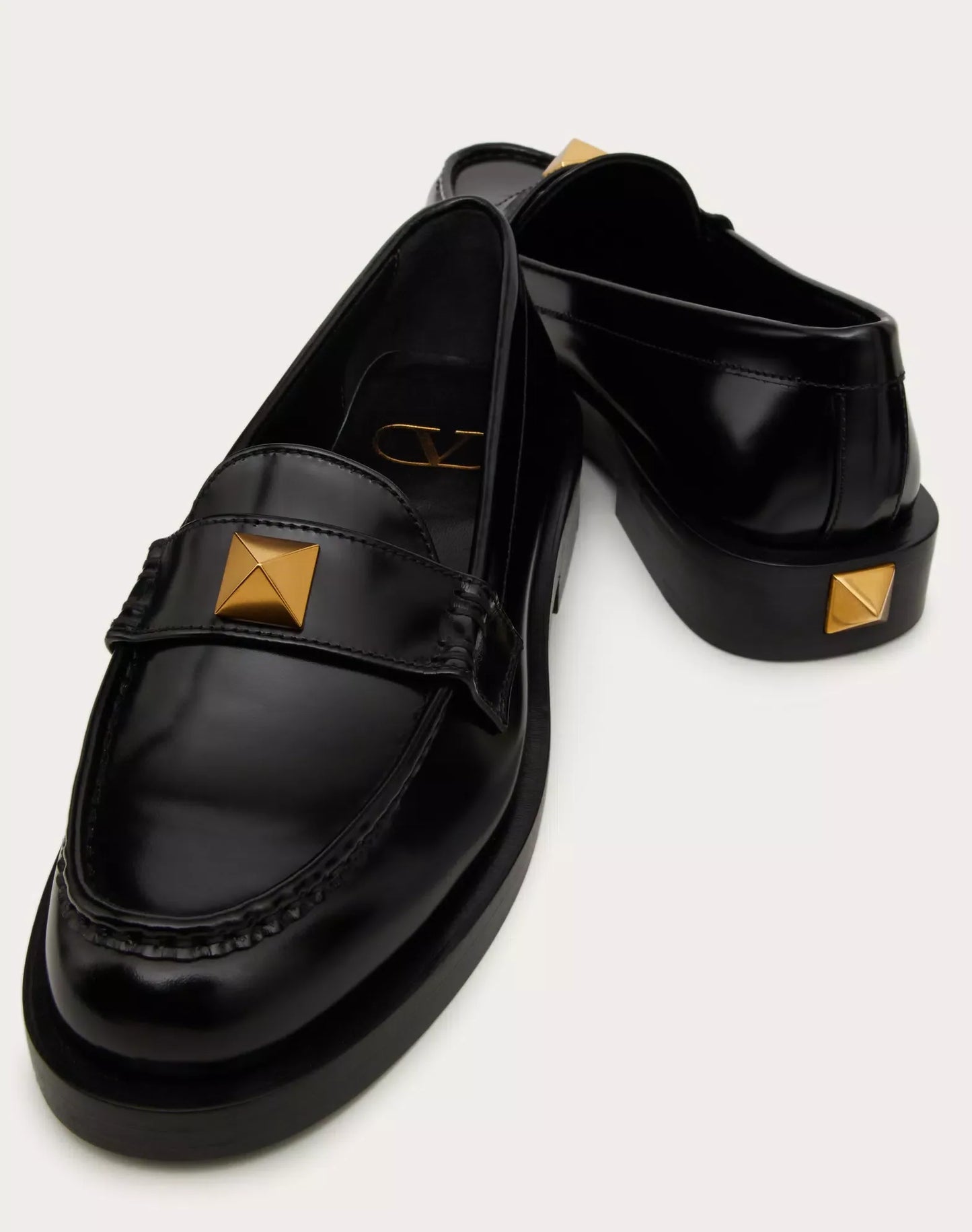 Roman Stud Brushed Calfskin Loafer 30MM - Black