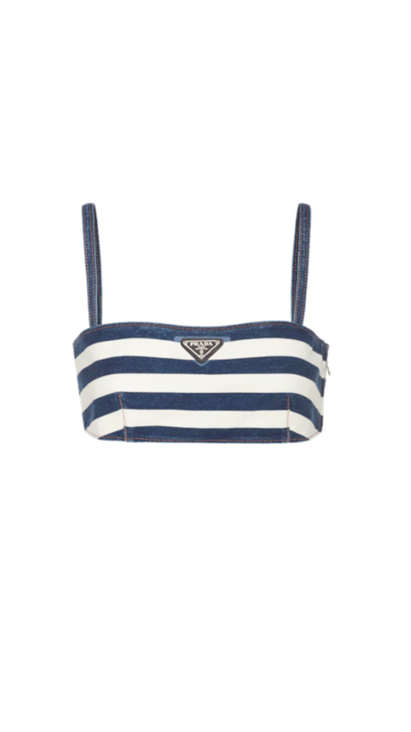 Printed denim top - Navy/White.