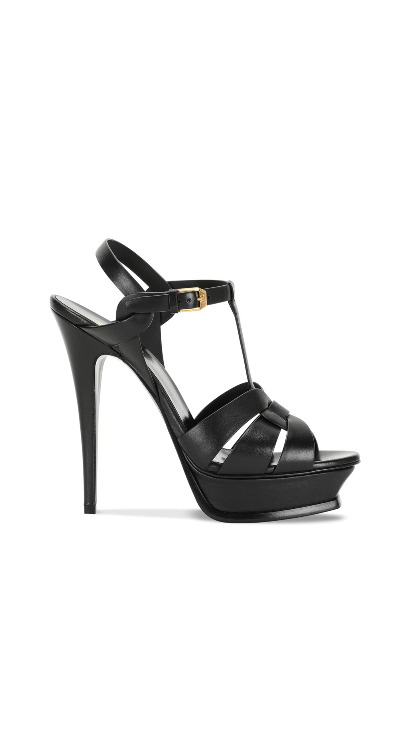 Tribute Smooth Leather Platform Sandals - Black.