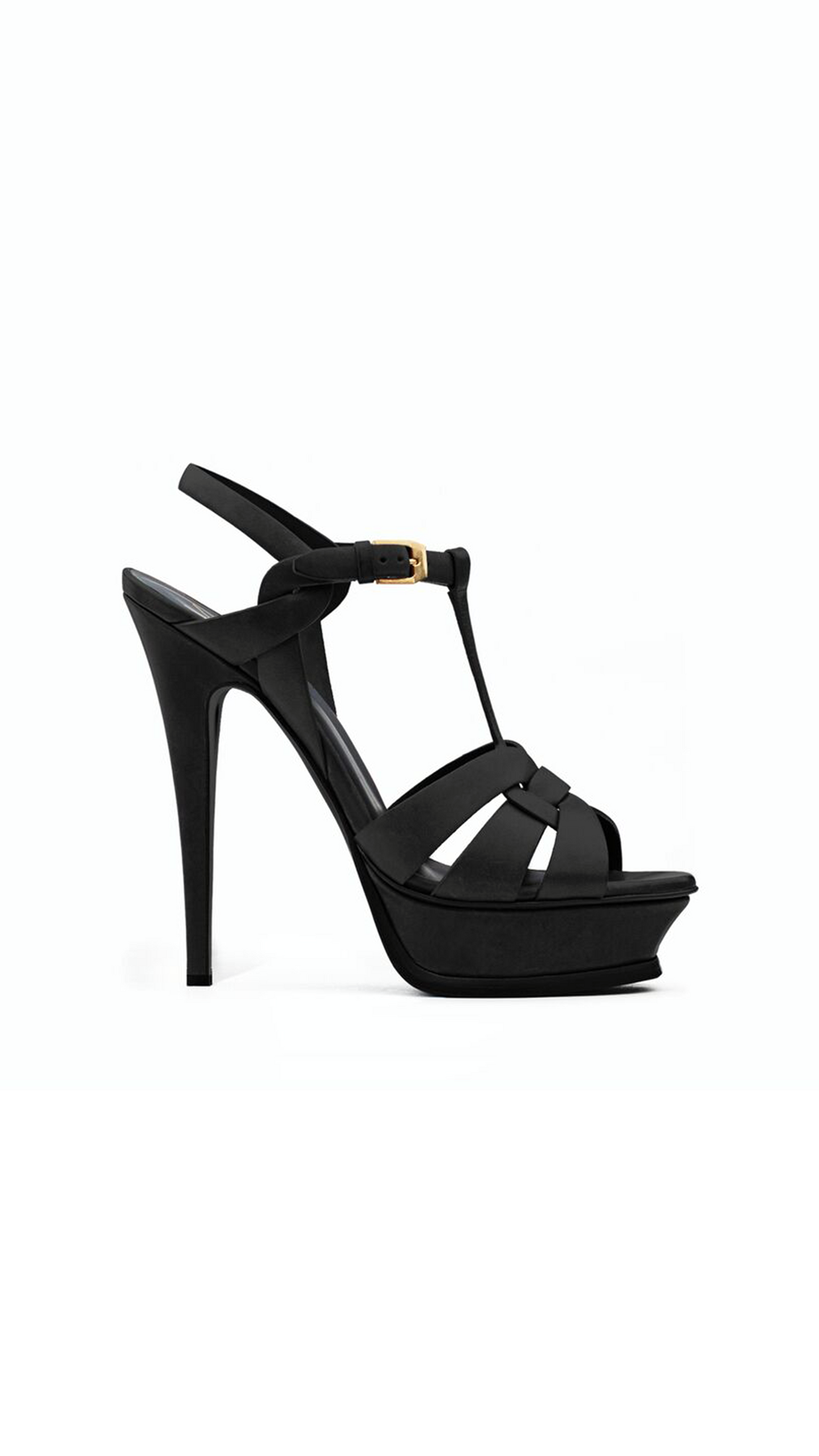 Tribute Smooth Leather Platform Sandals - Black.