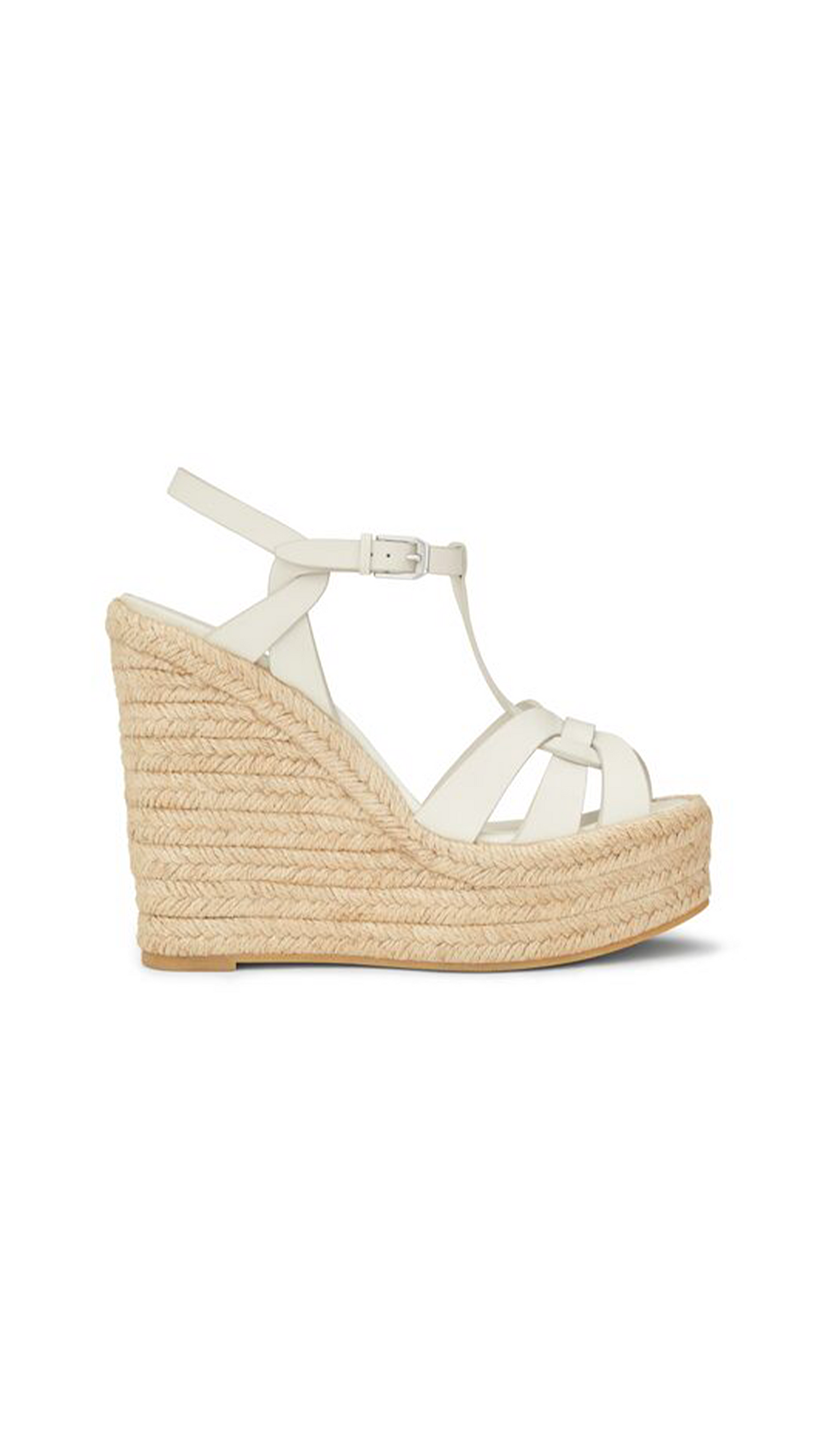Tribute Espadrille Wedge in Smooth Leather - White.