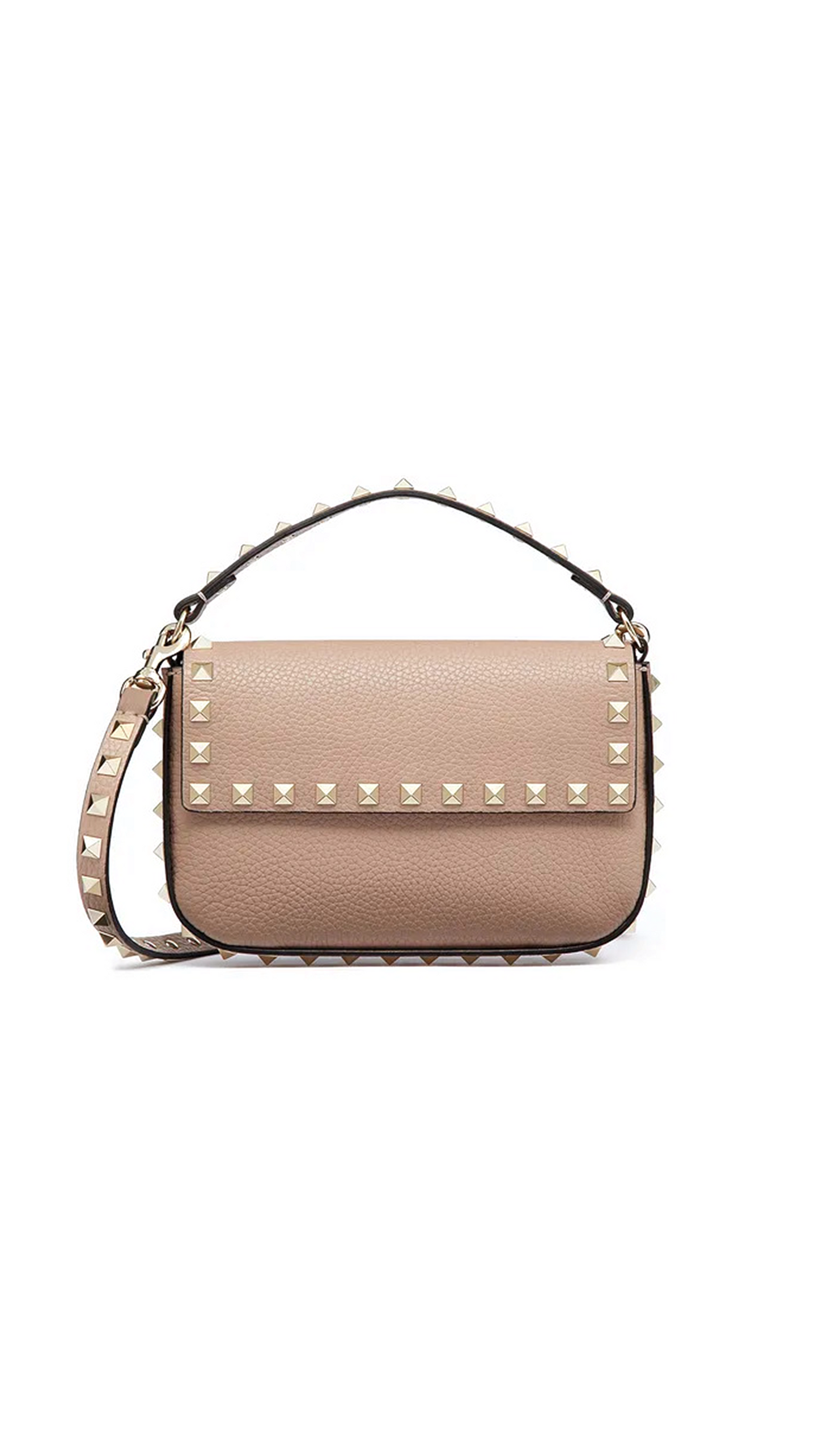 Rockstud Grainy Calfskin Pouch - Poudre