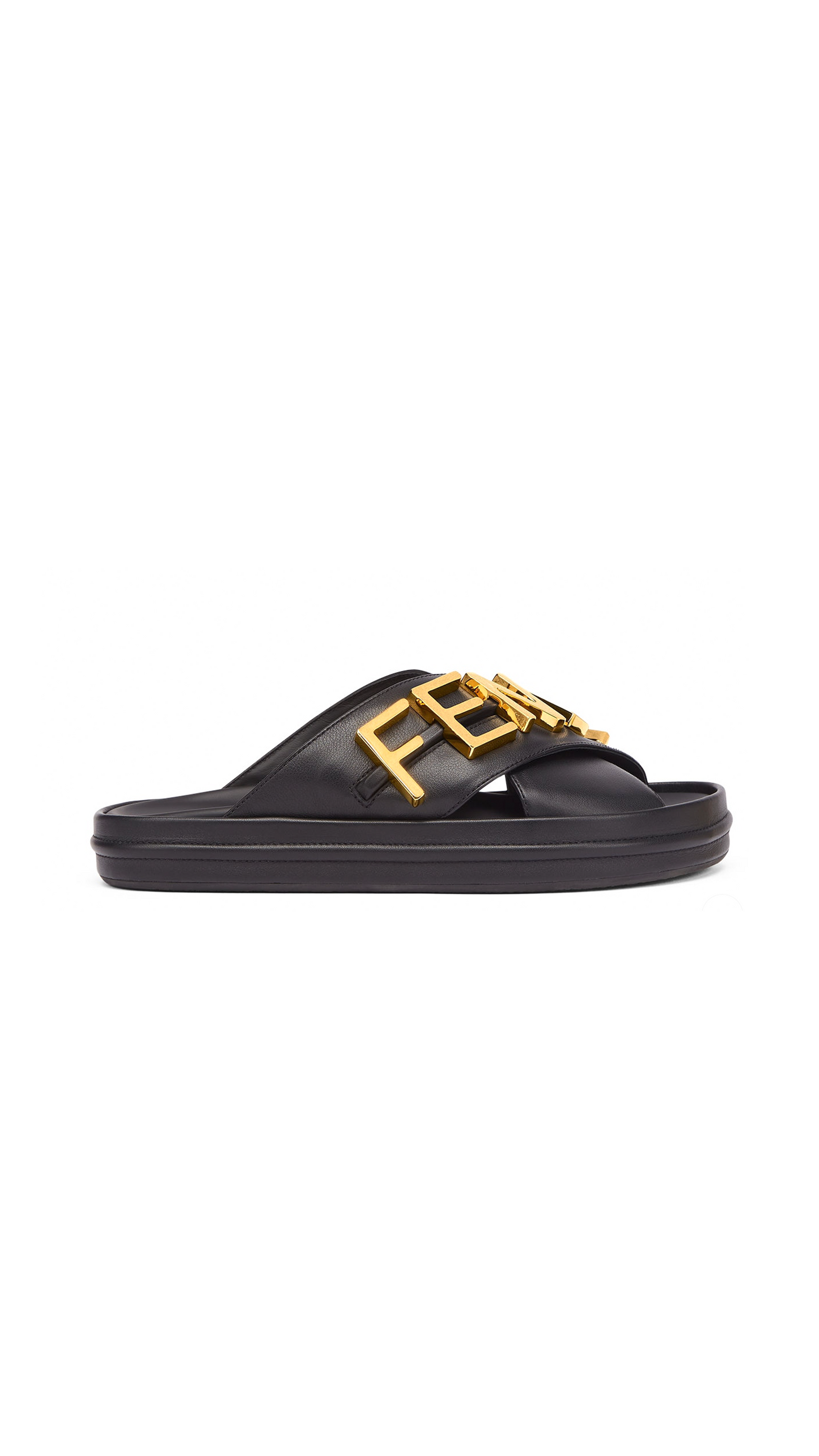 Fendigraphy Leather Slides - Black