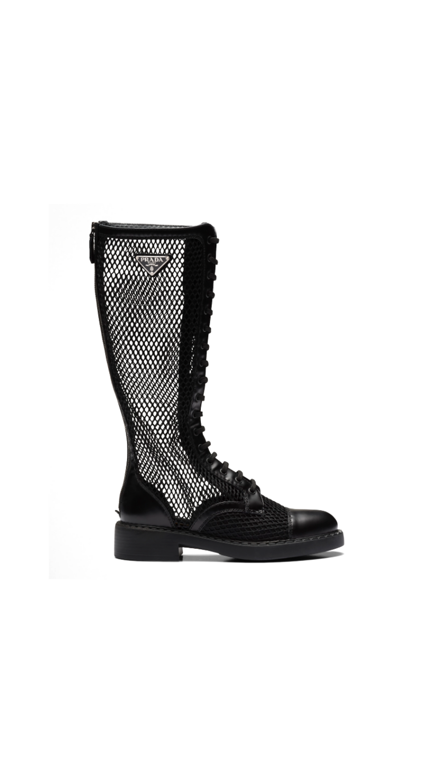Brushed Leather and Mesh Boots - Black