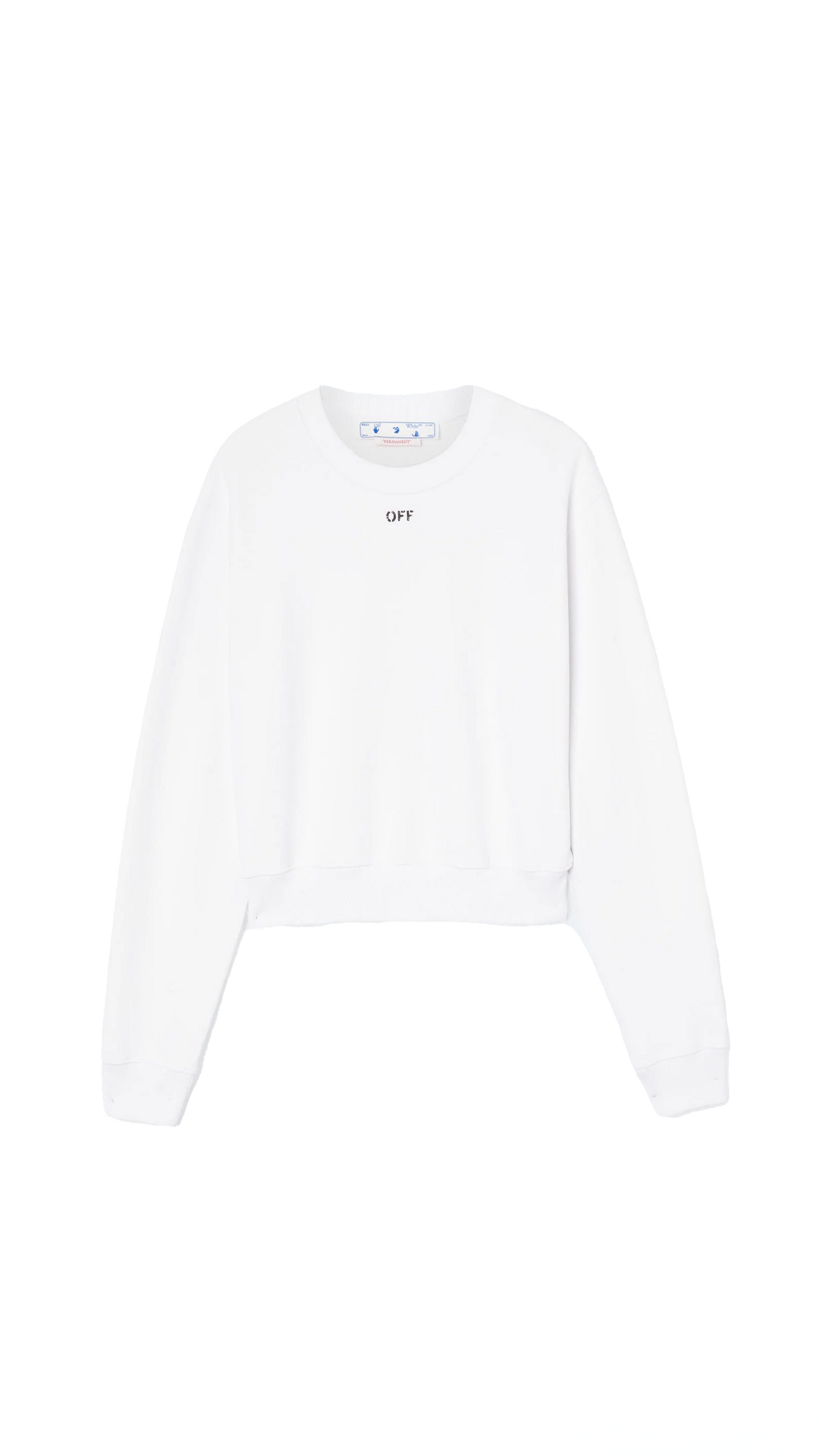 Off Stamp Cropped Crewneck - White