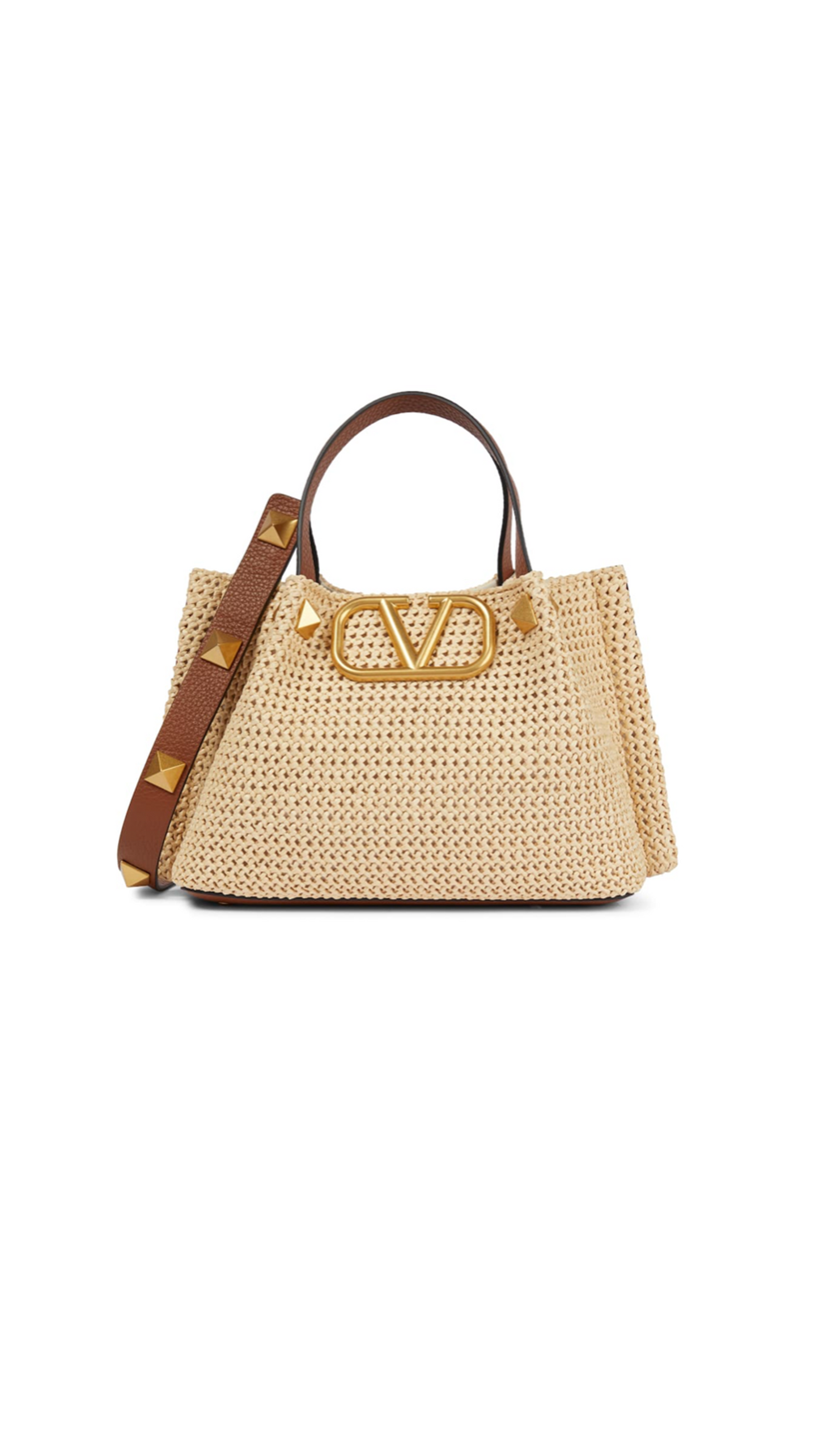 VLogo Small Raffia Summer Tote - Natural