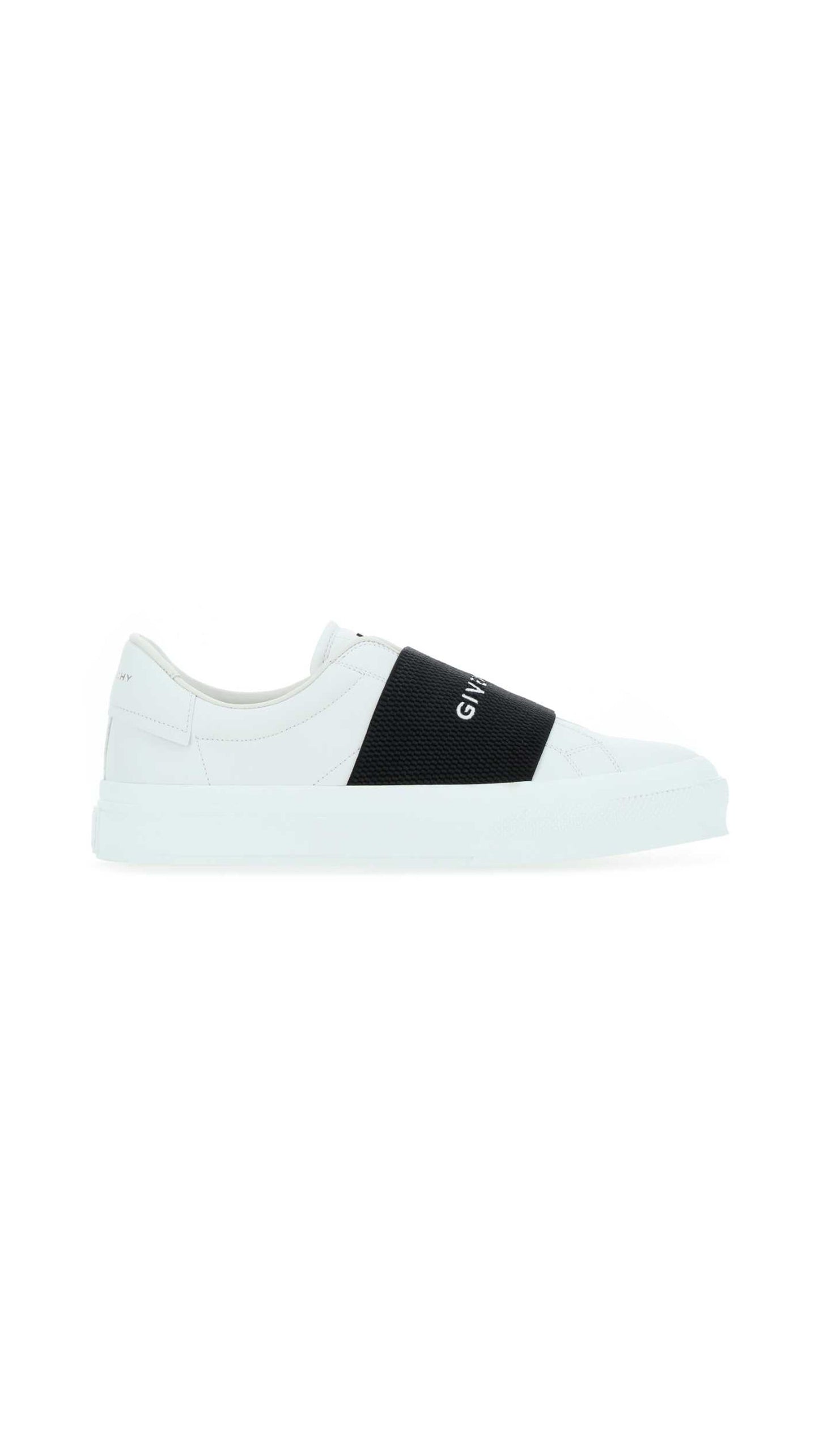 Sneaker In Leather With Webbing - White / Black