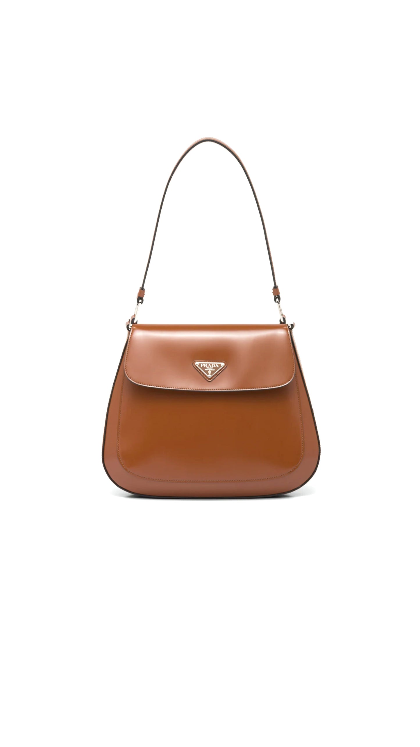 Prada Cleo Brushed Leather Shoulder Bag - Brown