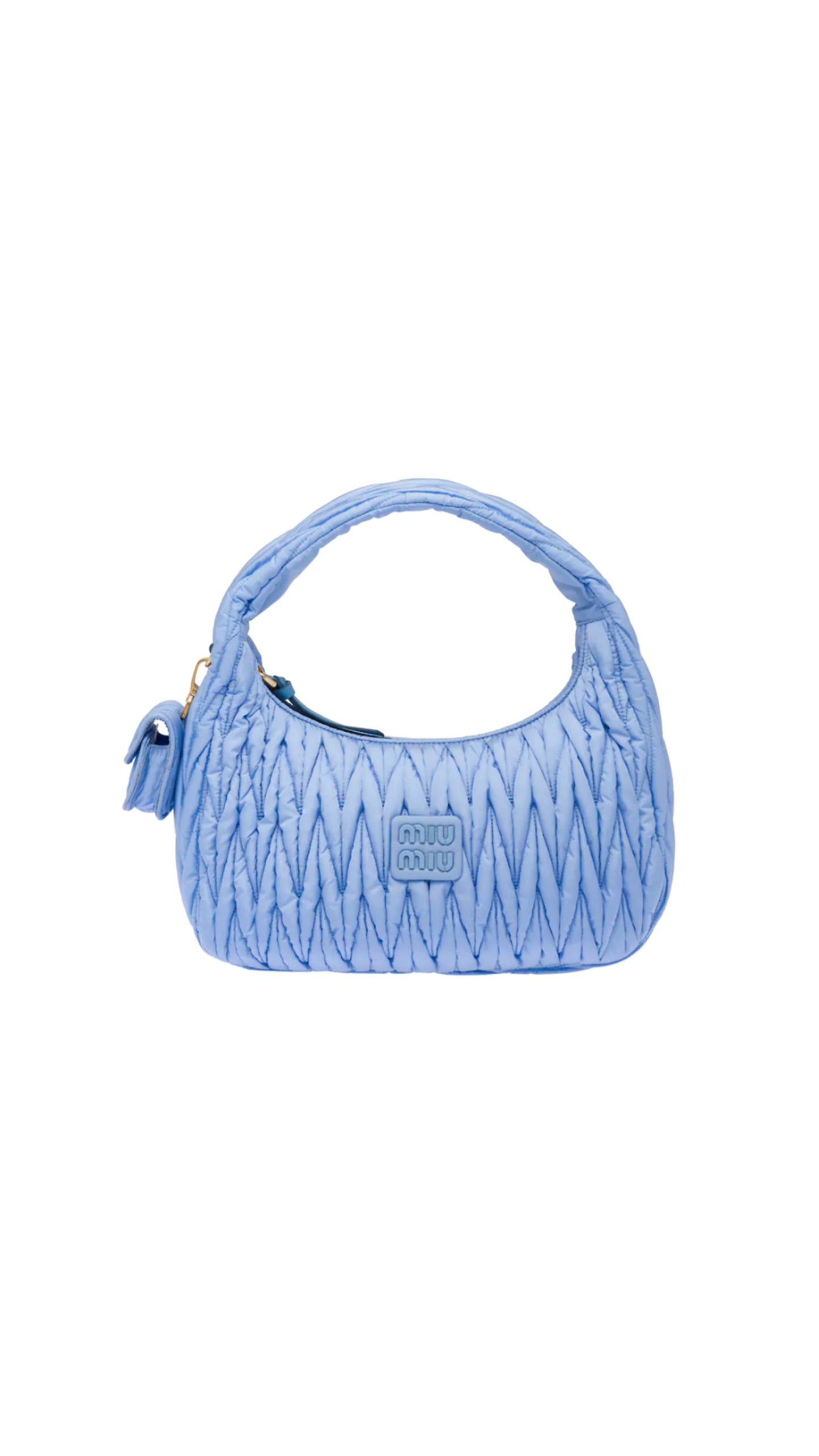 Miu Wander Matelassé Regenerated Nylon Hobo Bag - Blue