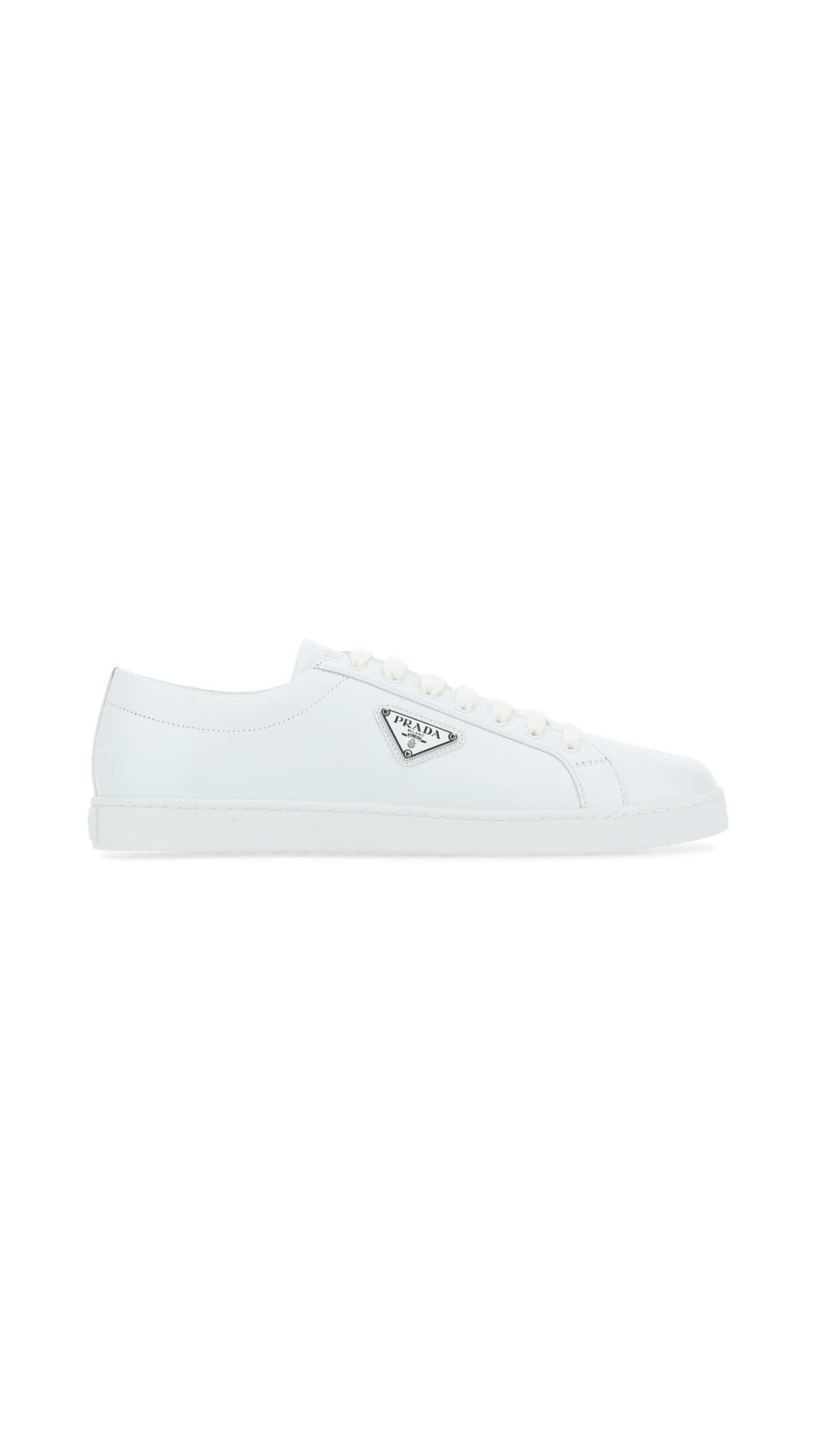 Brushed Leather Sneakers - White
