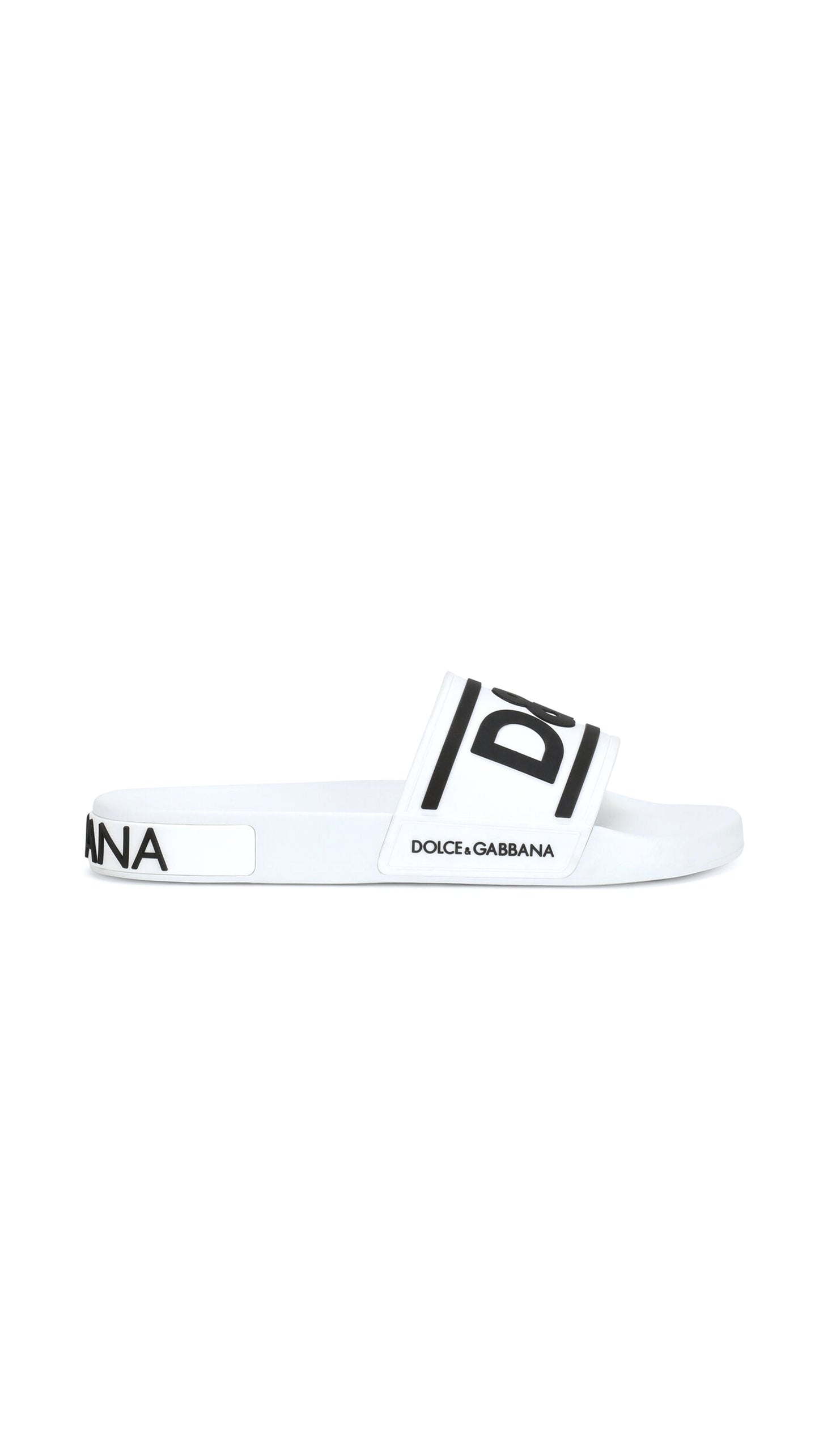 Rubber Beachwear Sliders With DG logo - White