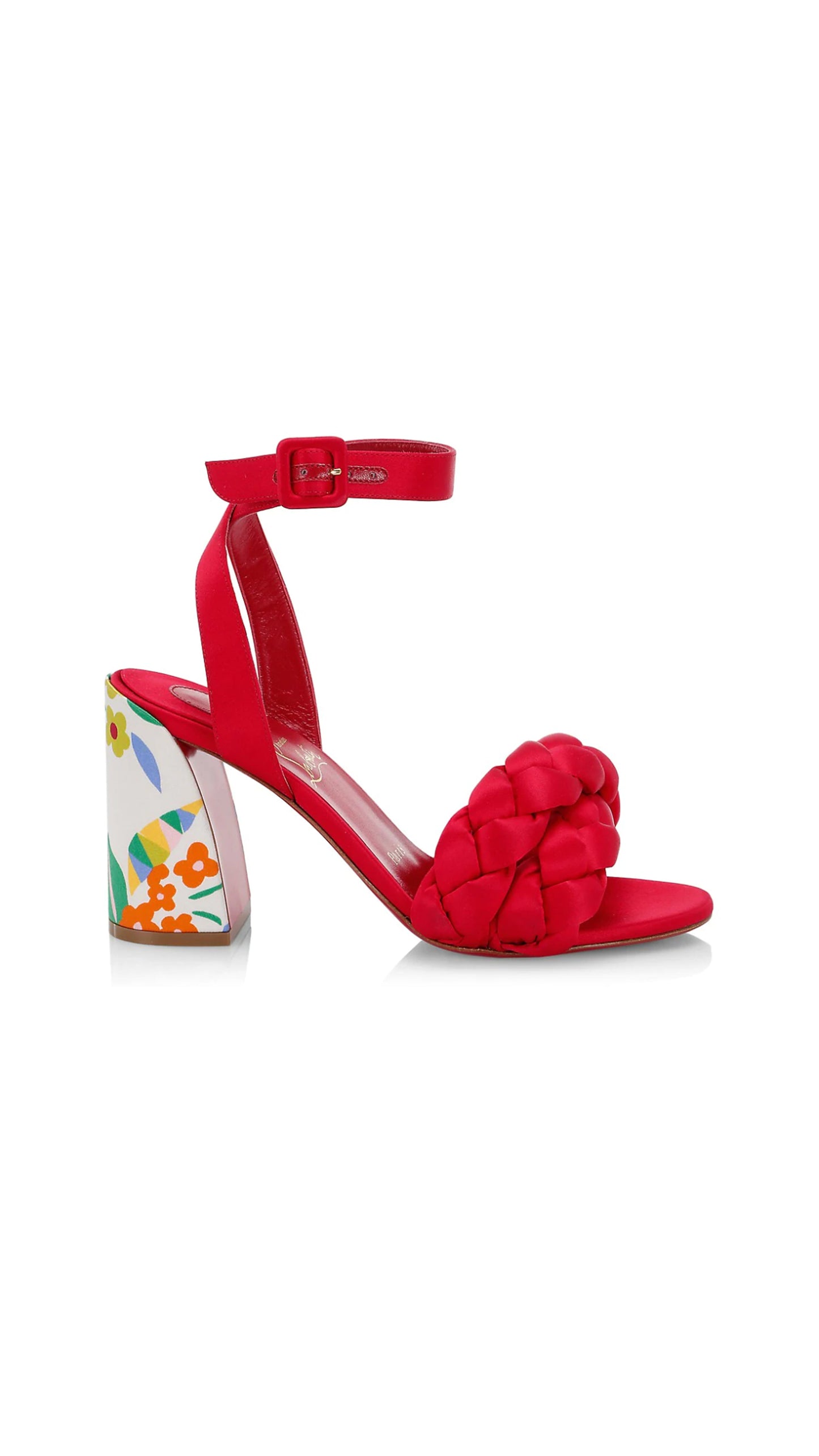 Brio Satin Braided Ankle-Strap Sandals - Red.