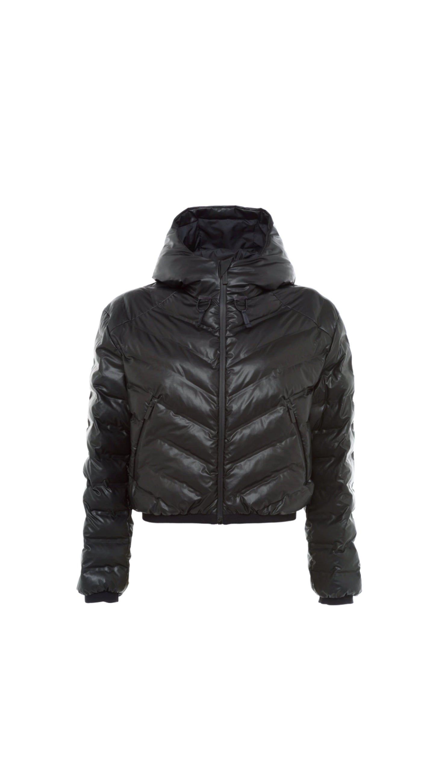 Light Nylon Hooded Puffer Jacket - Black