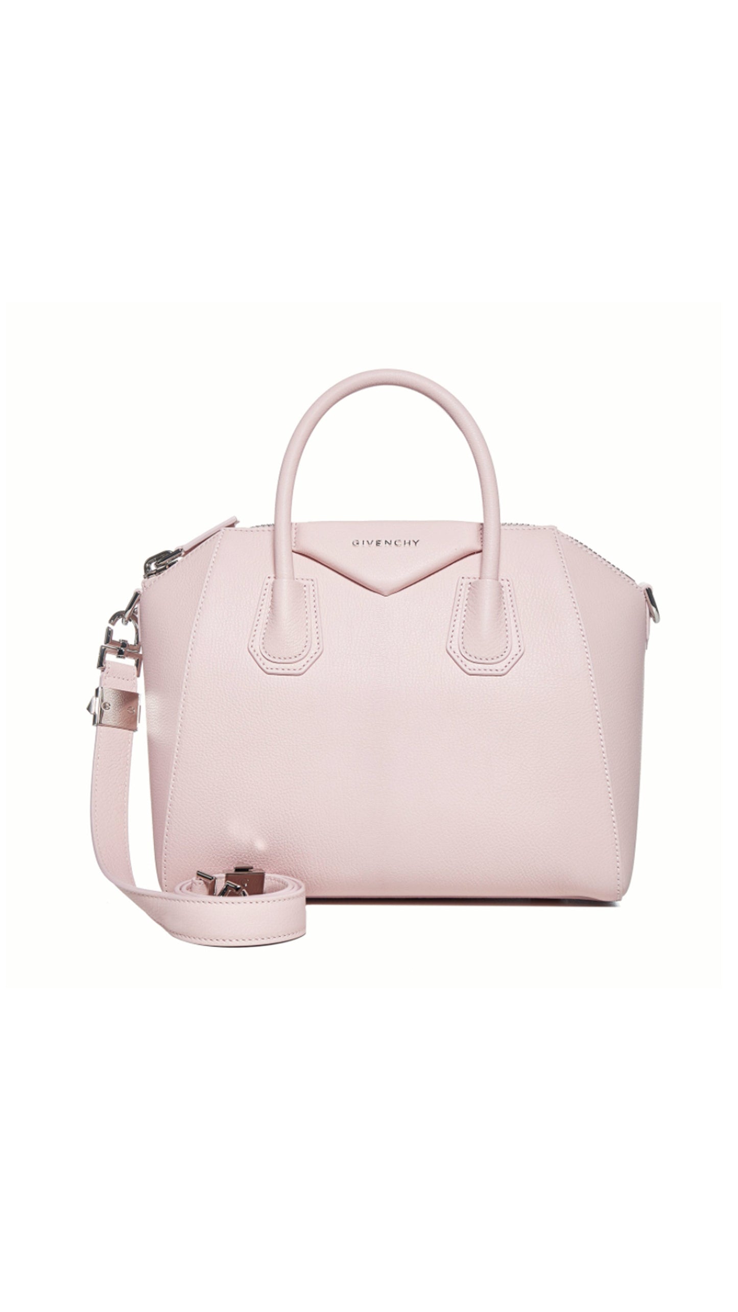 Small Antigona Bag In Grained Leather - Pink