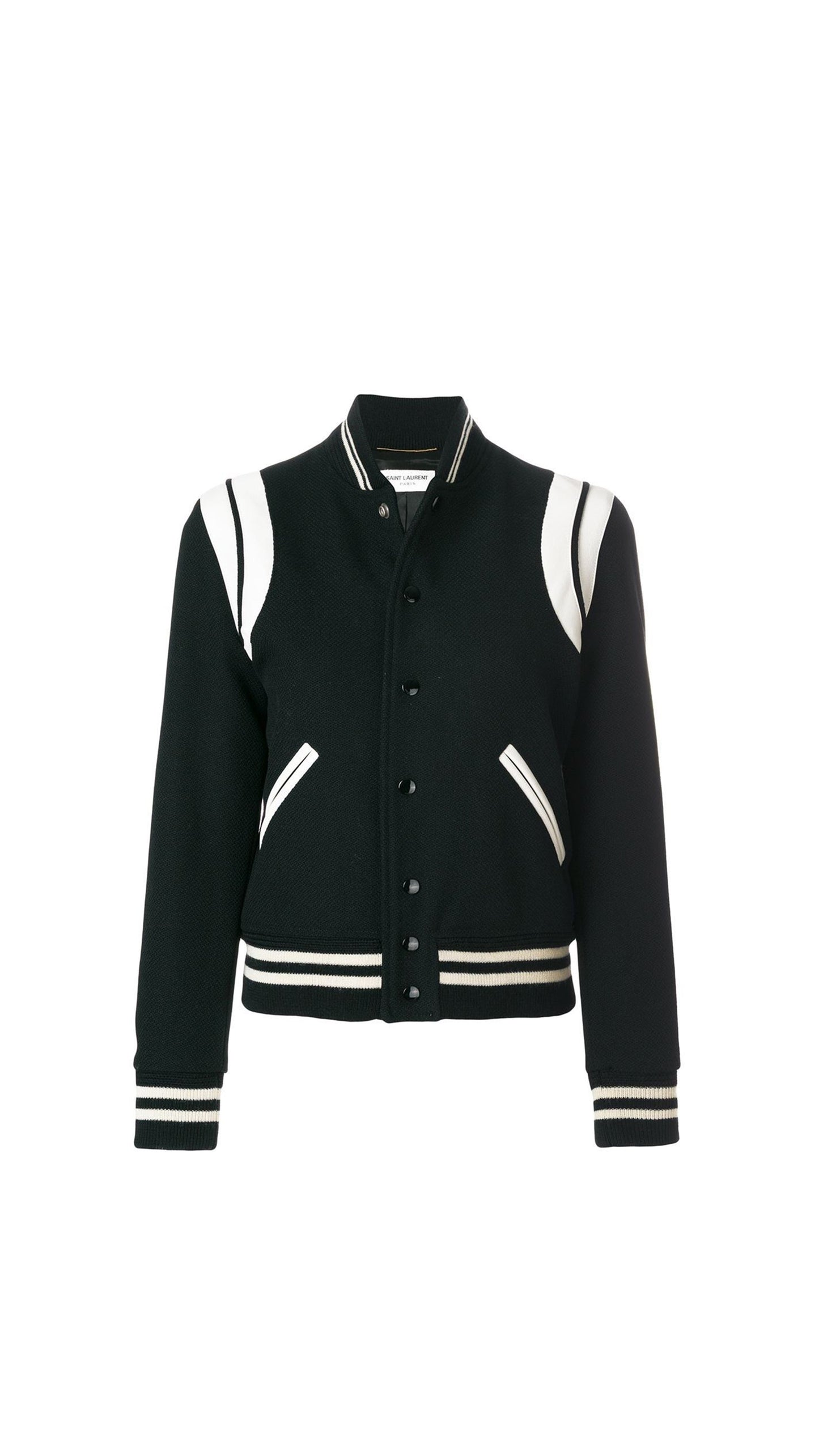 Teddy Varsity Jacket - Black / White