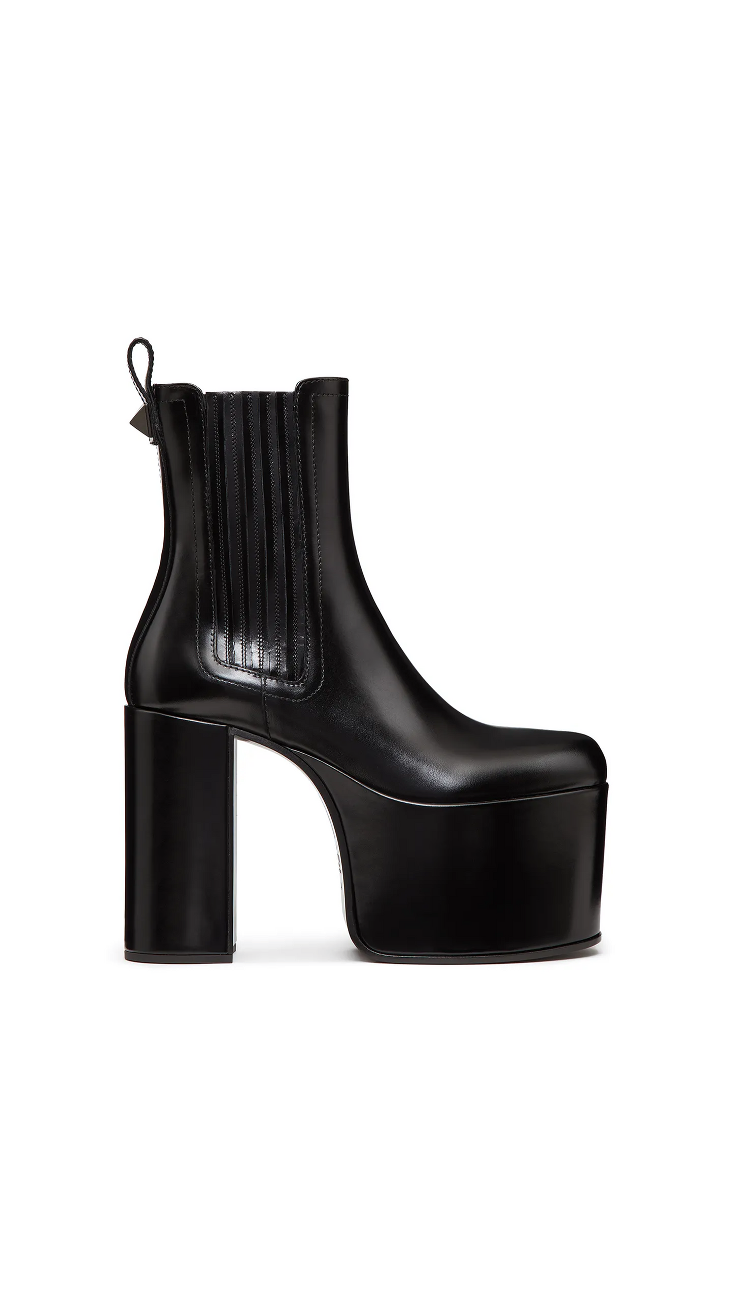 Valentino Garavani Club Platform Ankle Boot in Calfskin Leather 125mm - Black