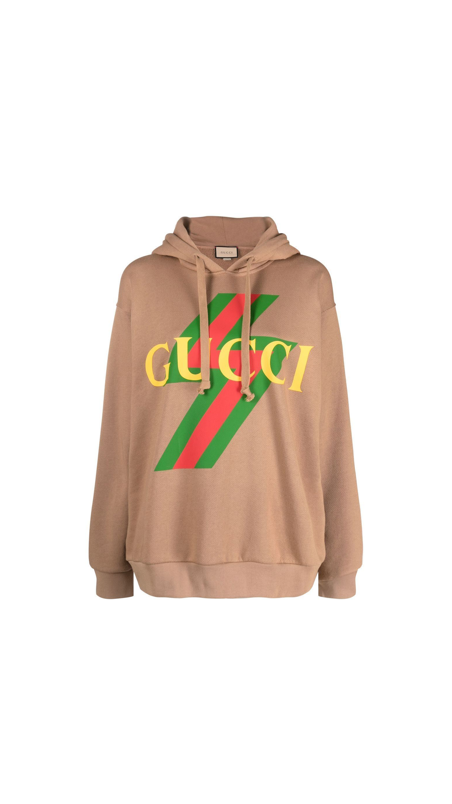 Logo Web Print Sweatshirt - Tan