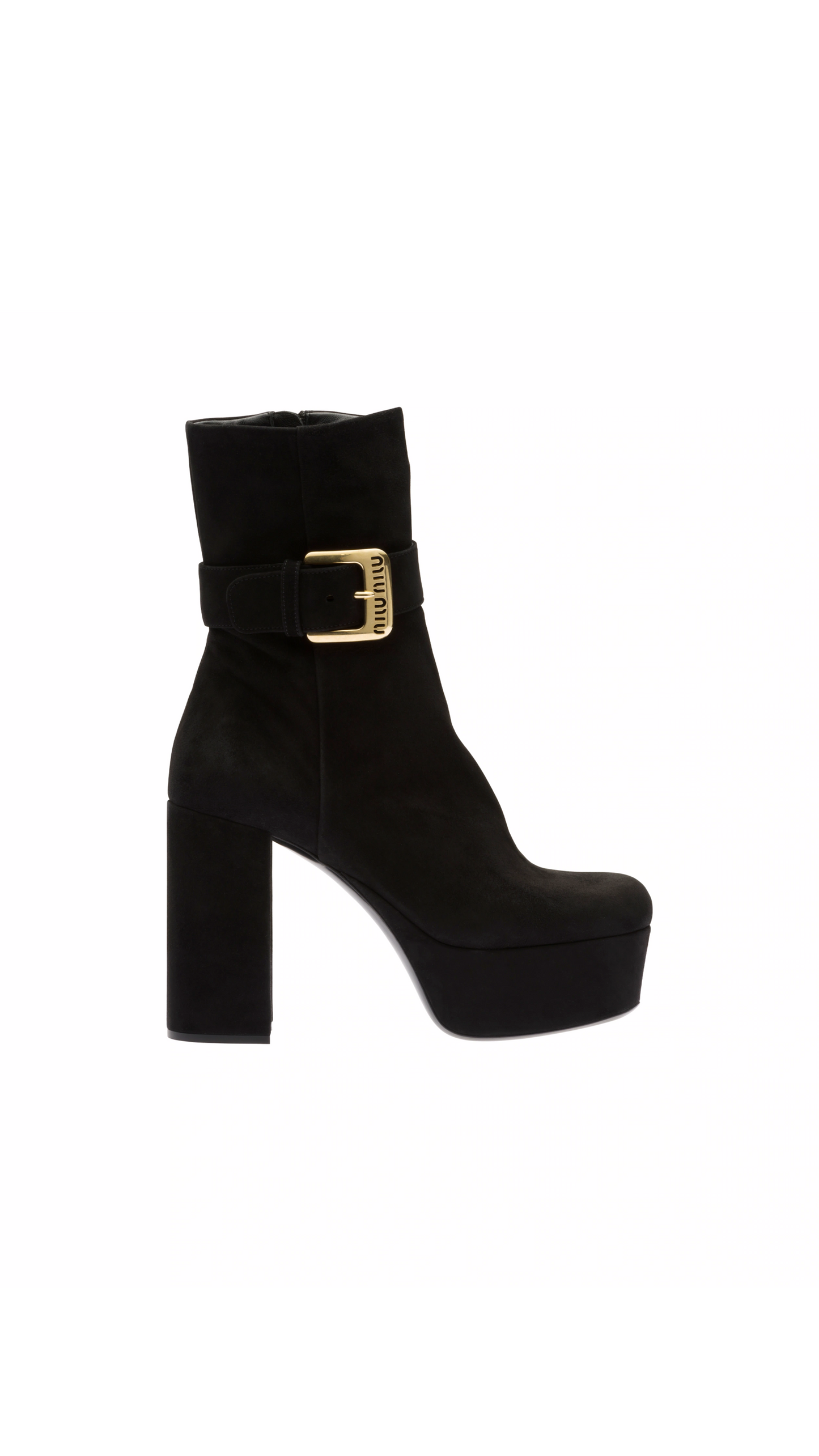 Suede Platform Booties - Black