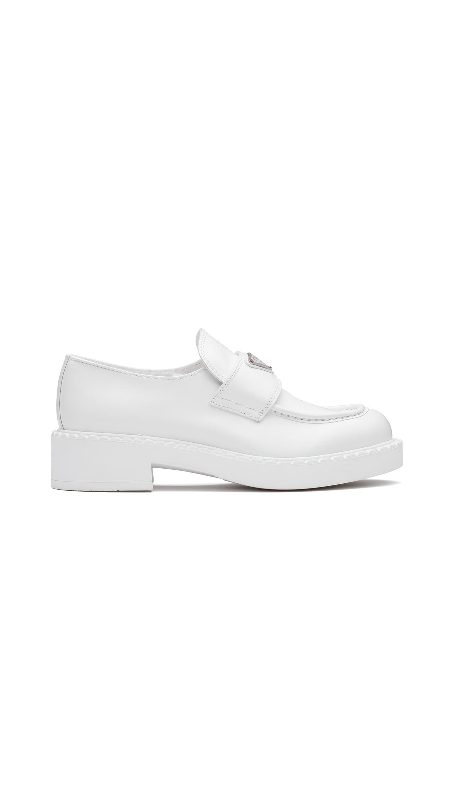 Chocolate Brushed Leather Loafers - White