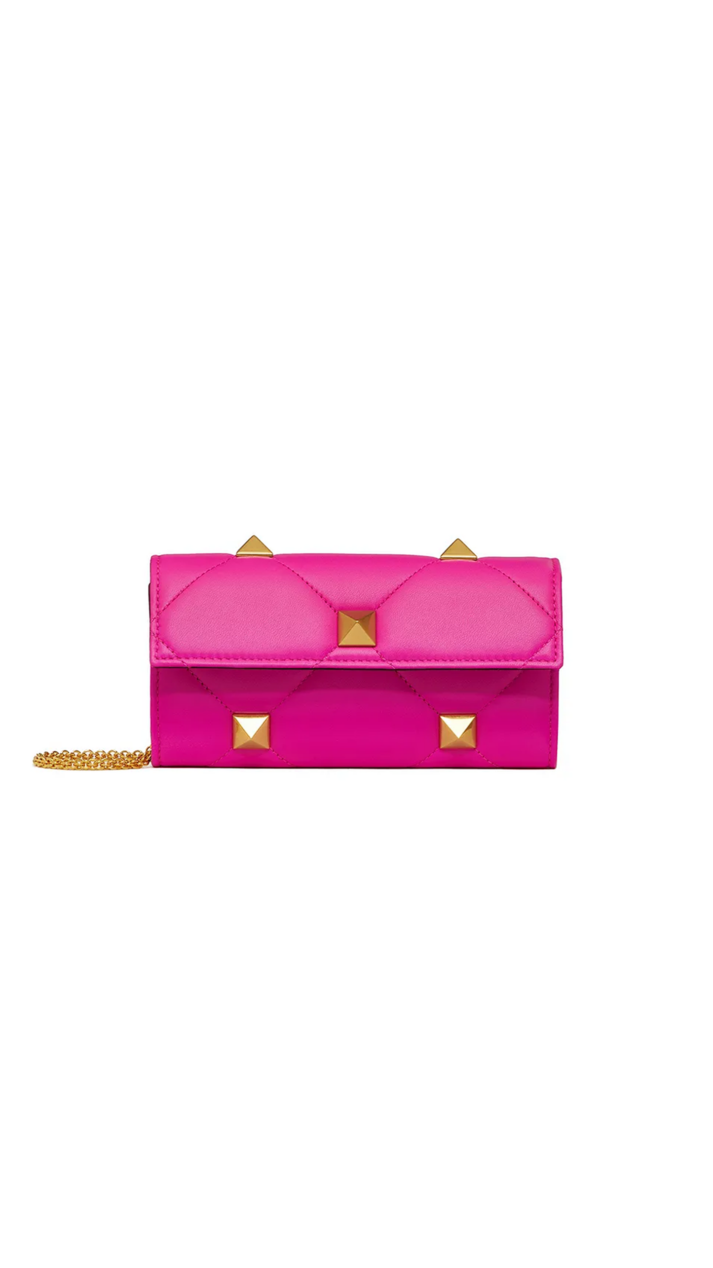 Roman Stud Wallet in Nappa Leather with Chain - Pink PP