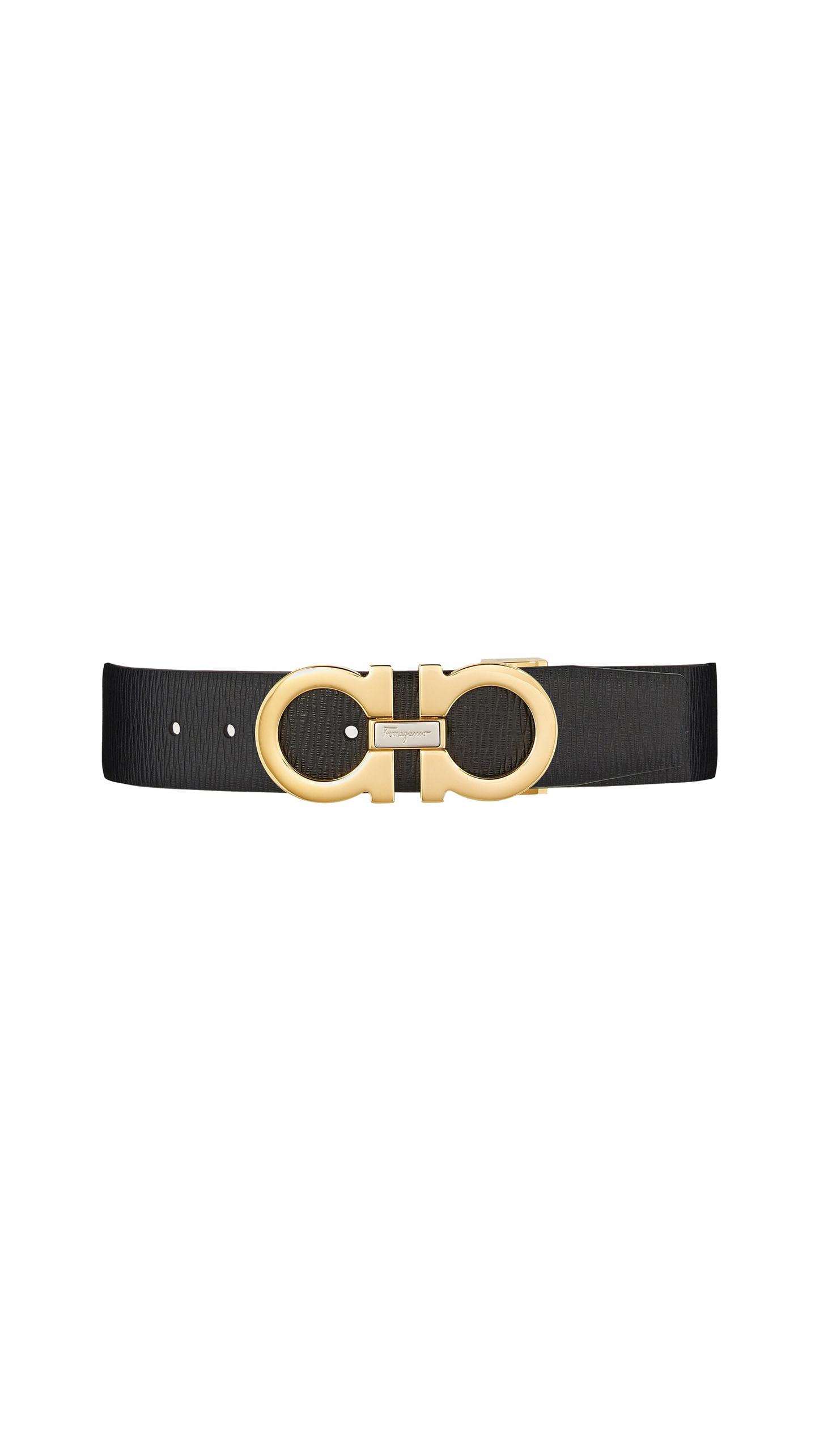 Reversible & Adjustable Gancini Belt - Black