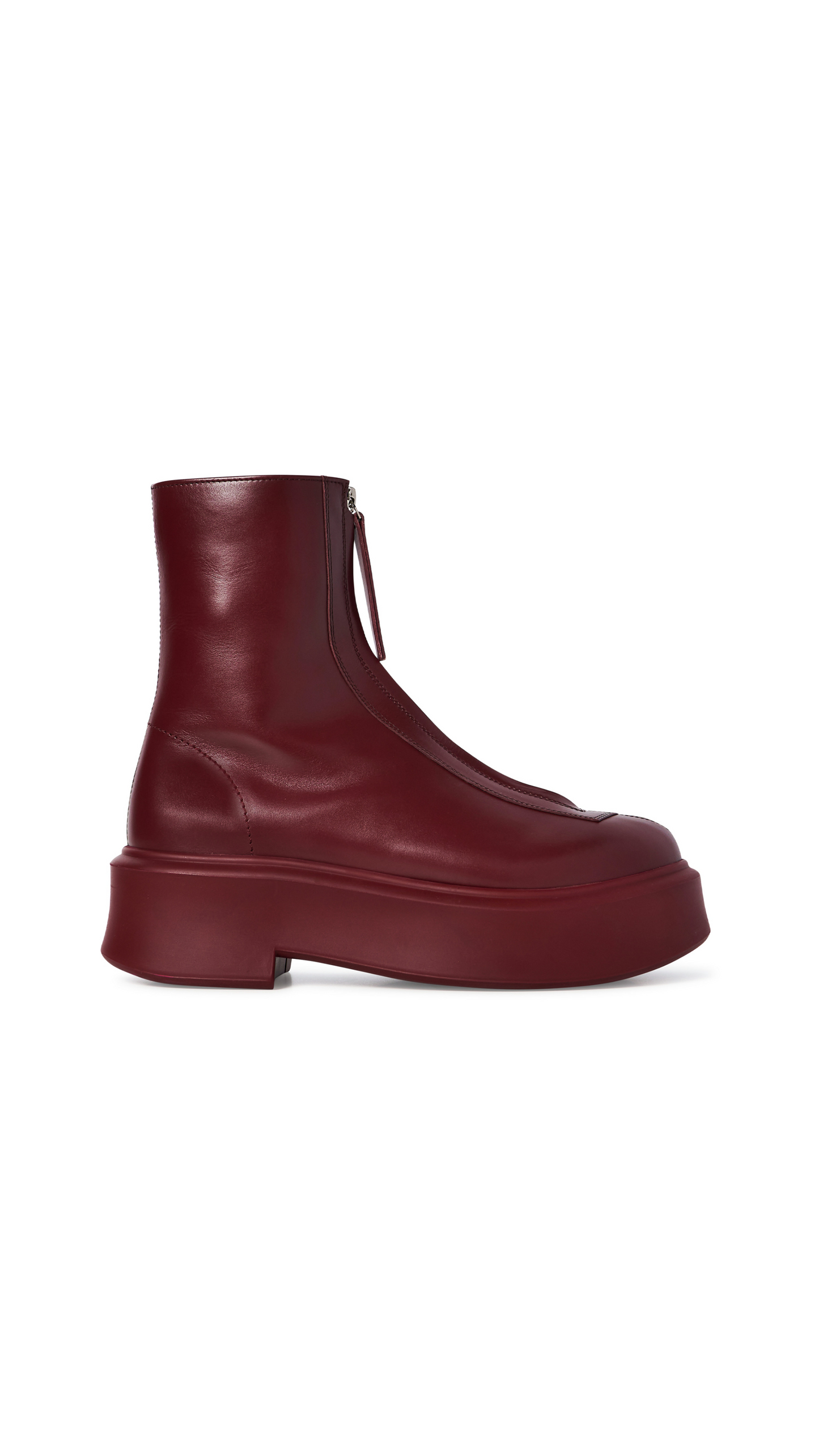Zipped Boot I in Leather - Ruby Red