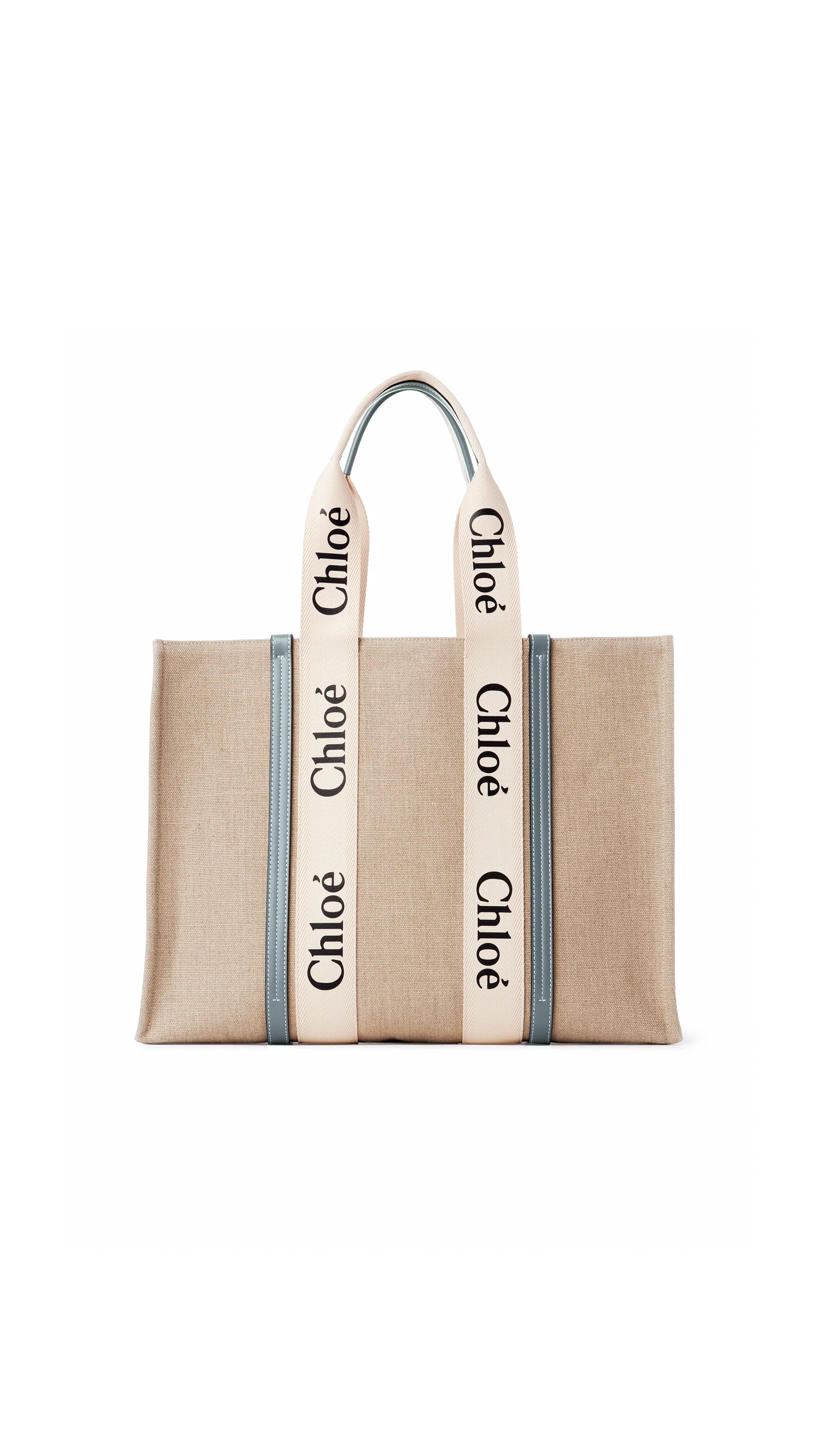 Large Woody Tote Bag - Beige / Blue