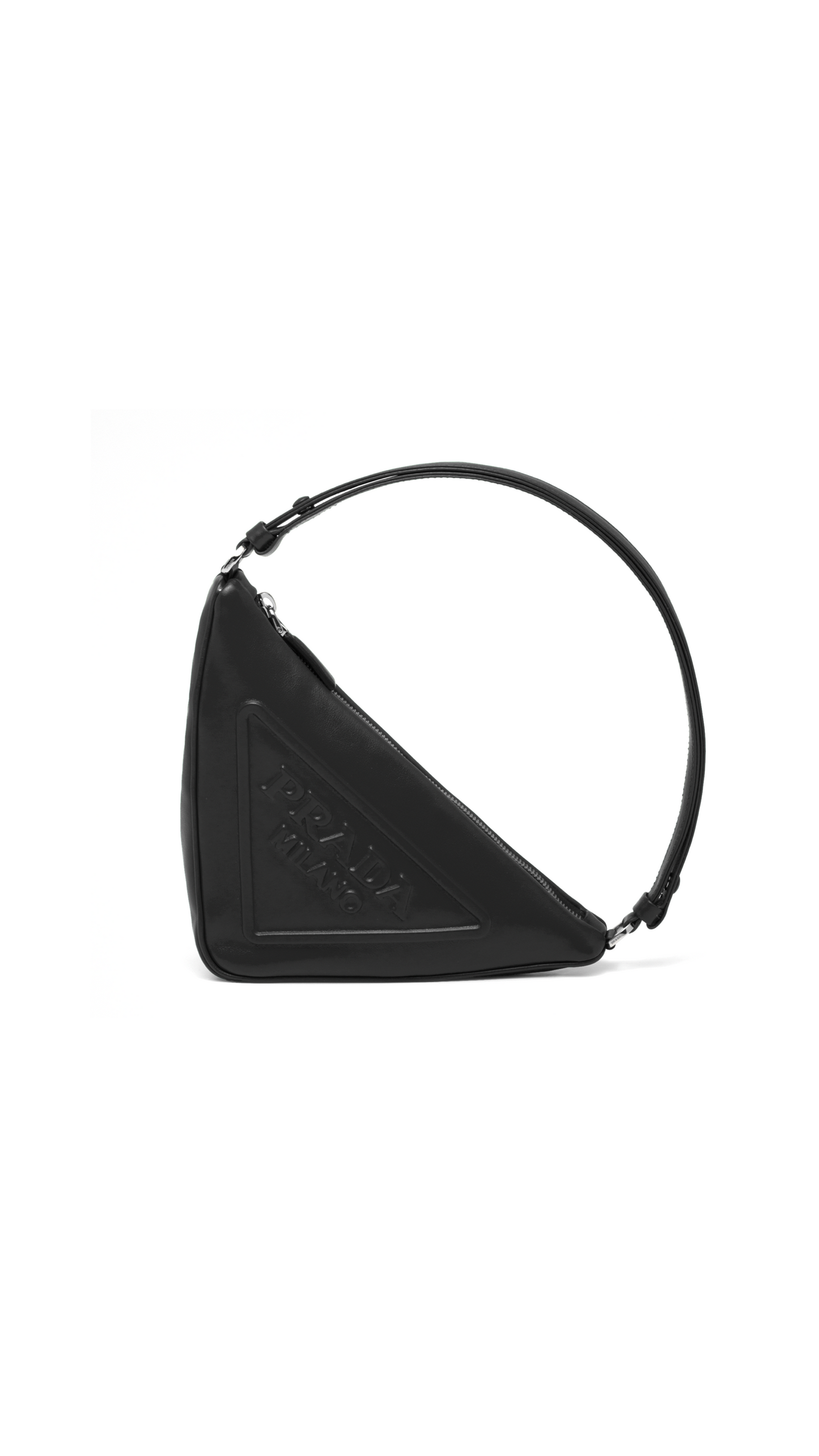 Prada Triangle Leather Pouch - Black