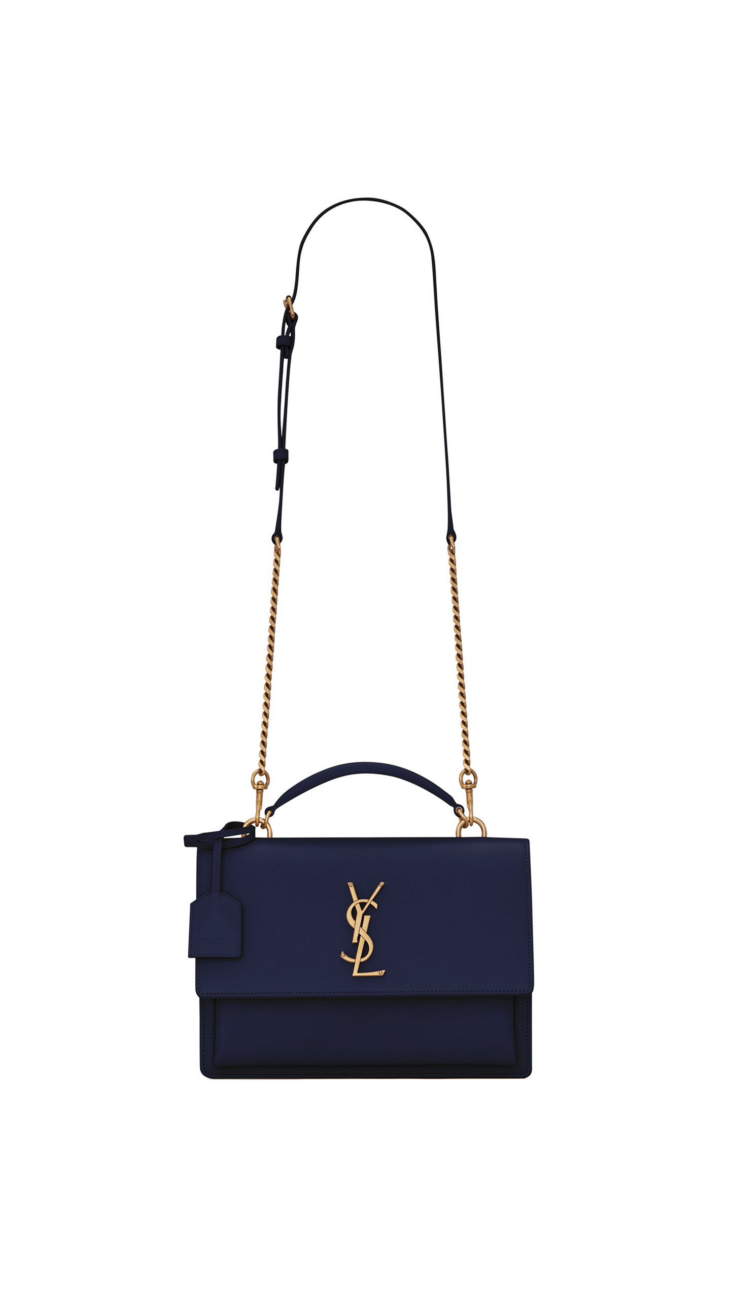 Sunset Medium Top Handle In Smooth Leather - Navy.