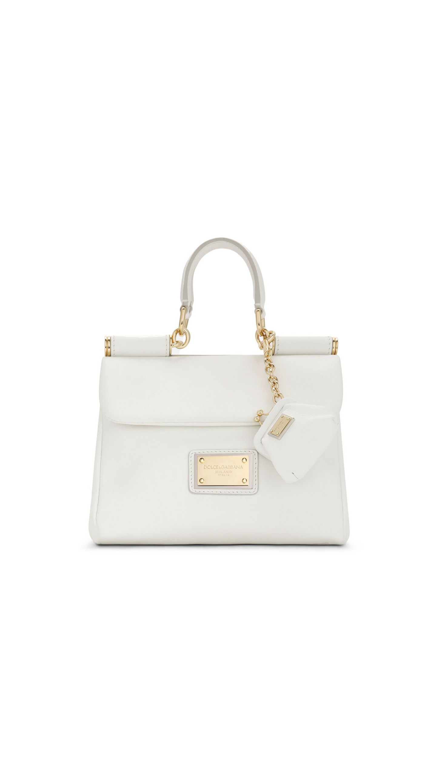 Small Calfskin Sicily Soft Bag - White