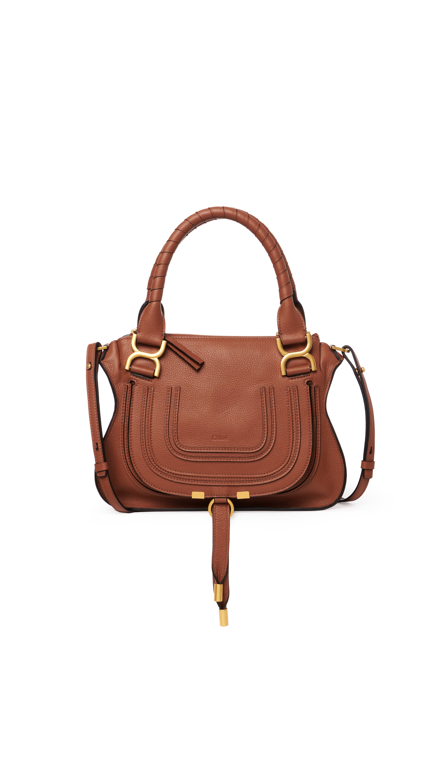 Marcie Small Leather Handbag In Grain Calfskin - Tan