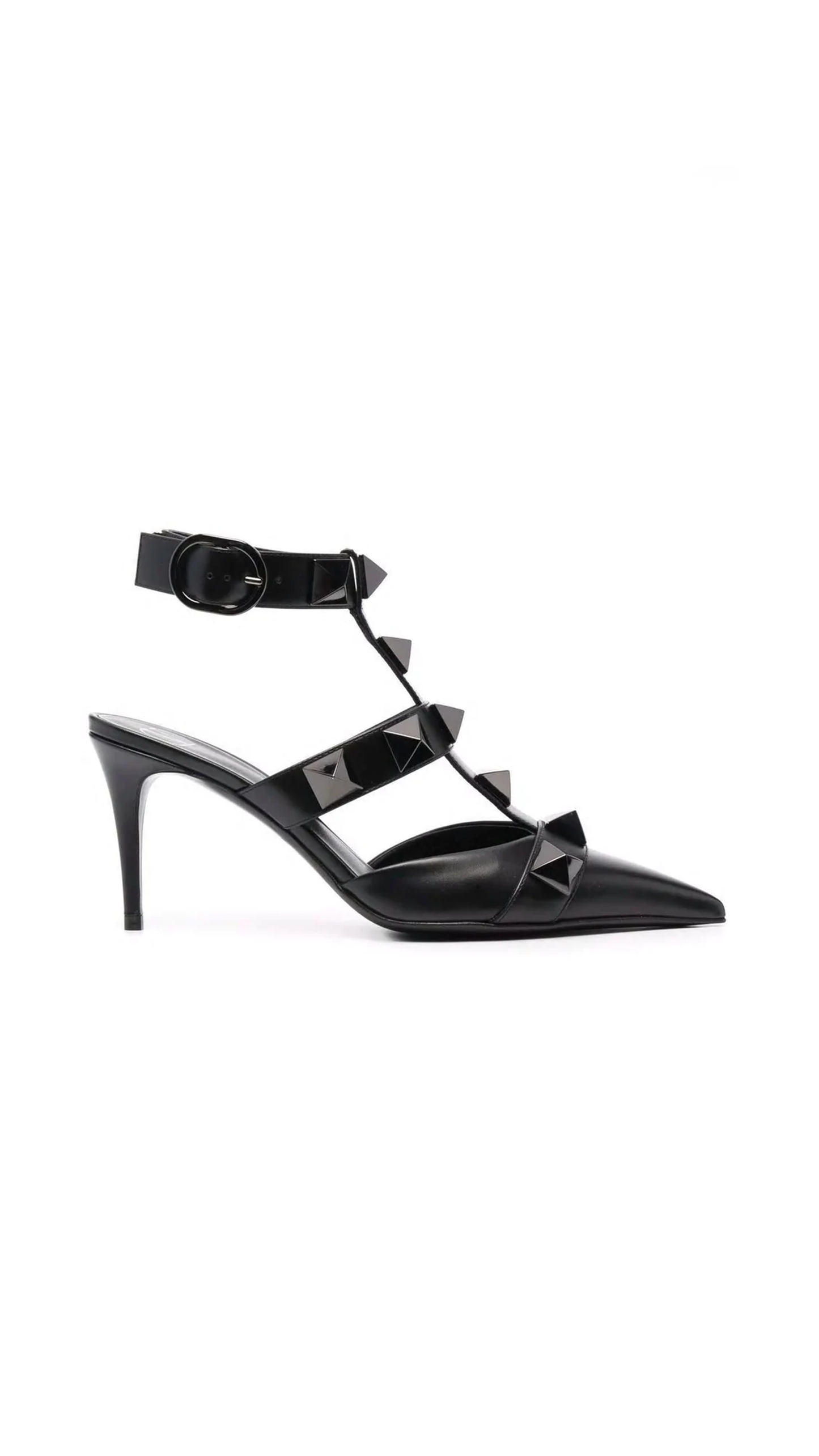 Roman Stud Patent Leather Sandals - Black