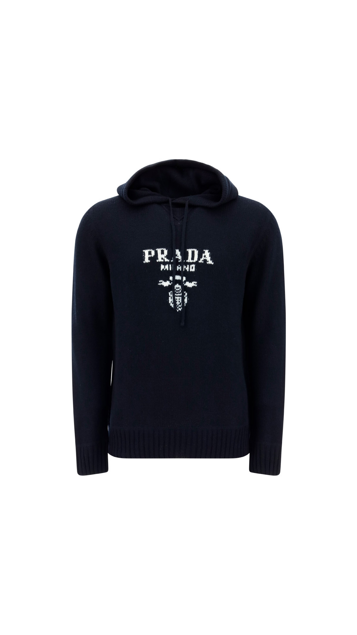 Logo Knit Hooded Sweater - Navy.
