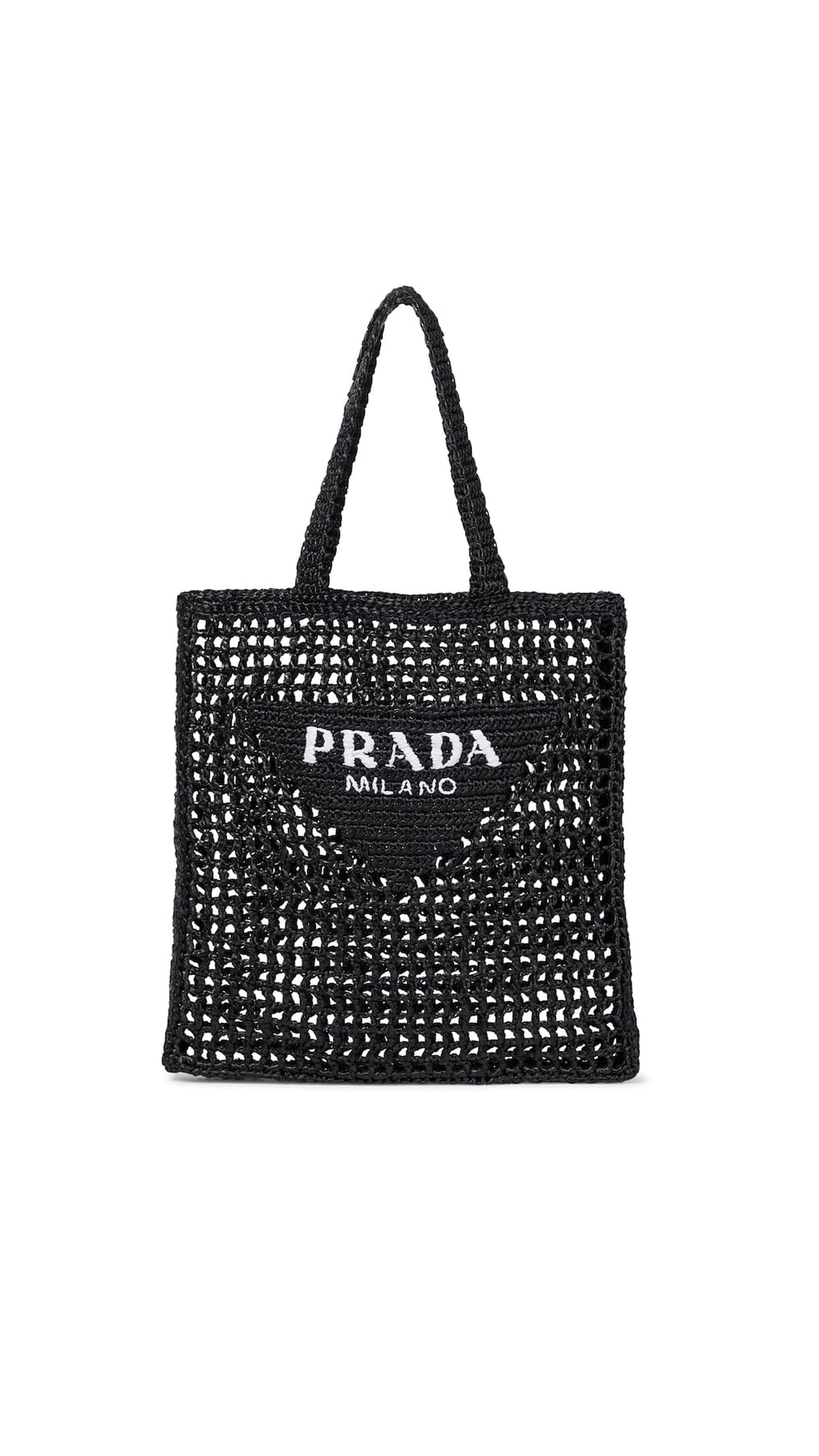 Raffia Tote Bag - Black