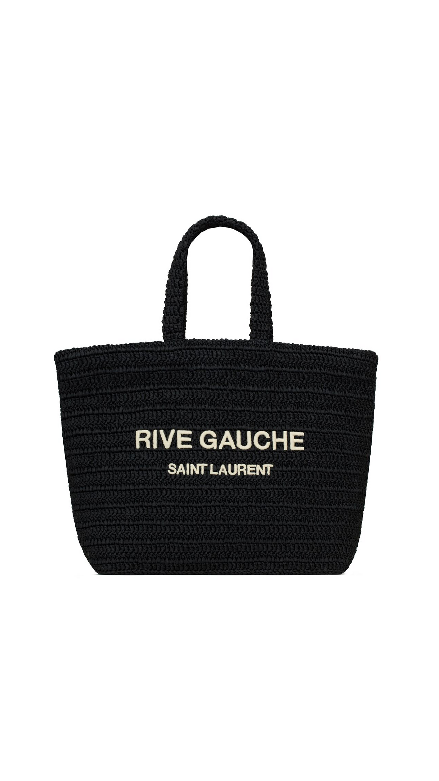 Rive Gauche Supple Tote in Raffia Crochet - Black